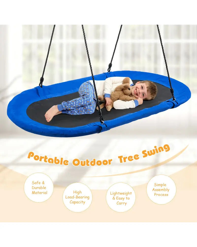 60 Inch Saucer Surf Outdoor Adjustable Swing Set-Blue + Black - Blue - Swing & Playsets