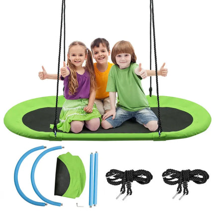 60 Inch Saucer Surf Outdoor Adjustable Swing Set-Green - Green - Swing & Playsets