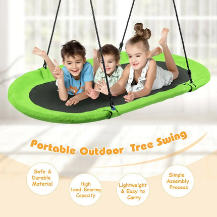 60 Inch Saucer Surf Outdoor Adjustable Swing Set-Green - Green - Swing & Playsets