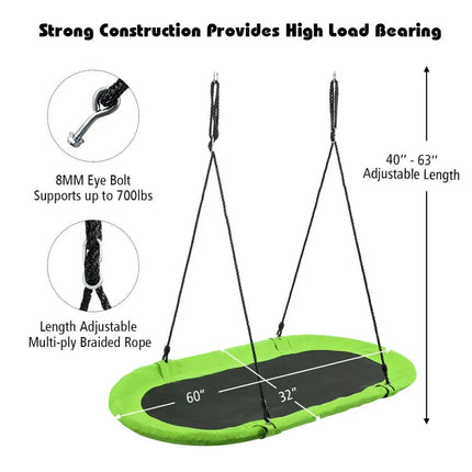60 Inch Saucer Surf Outdoor Adjustable Swing Set-Green - Green - Swing & Playsets