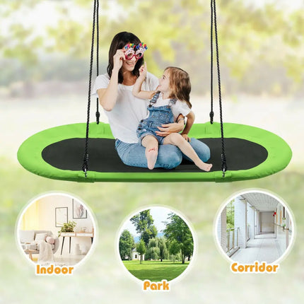 60 Inch Saucer Surf Outdoor Adjustable Swing Set-Green - Green - Swing & Playsets