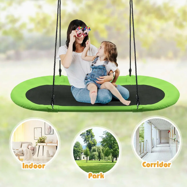 60 Inch Saucer Surf Outdoor Adjustable Swing Set-Green - Green - Swing & Playsets
