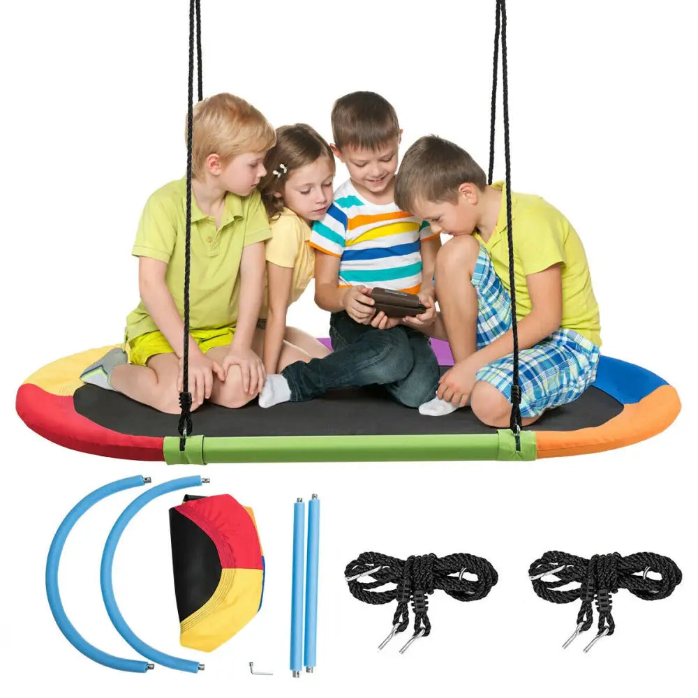 60 Inch Saucer Surf Outdoor Adjustable Swing Set-Multicolor - Multicolor - Swing & Playsets