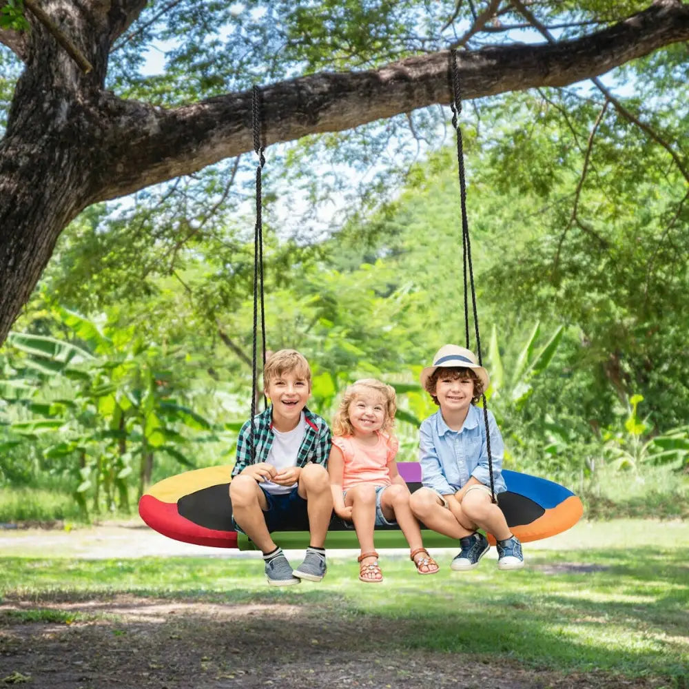 60 Inch Saucer Surf Outdoor Adjustable Swing Set-Multicolor - Multicolor - Swing & Playsets