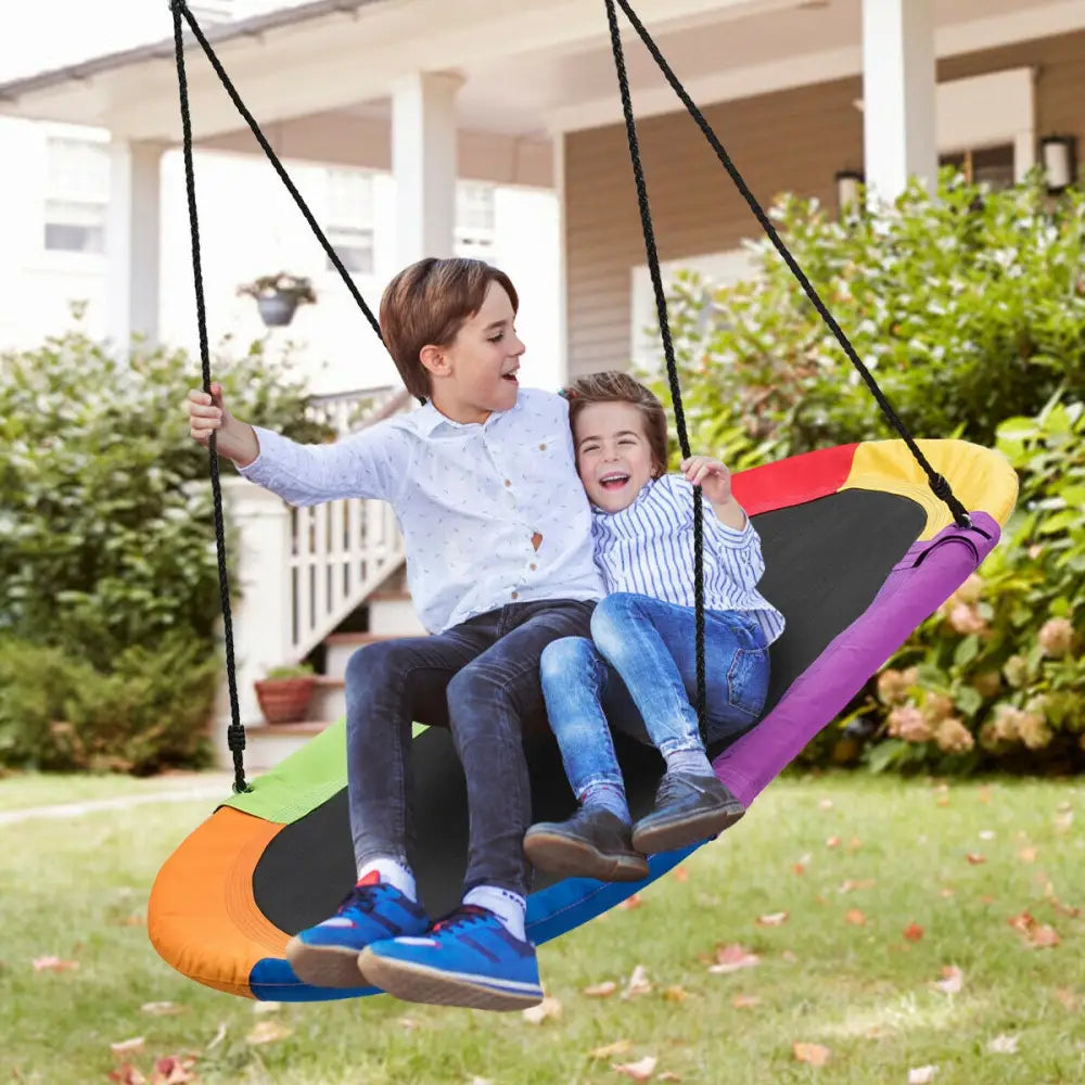 60 Inch Saucer Surf Outdoor Adjustable Swing Set-Multicolor - Multicolor - Swing & Playsets