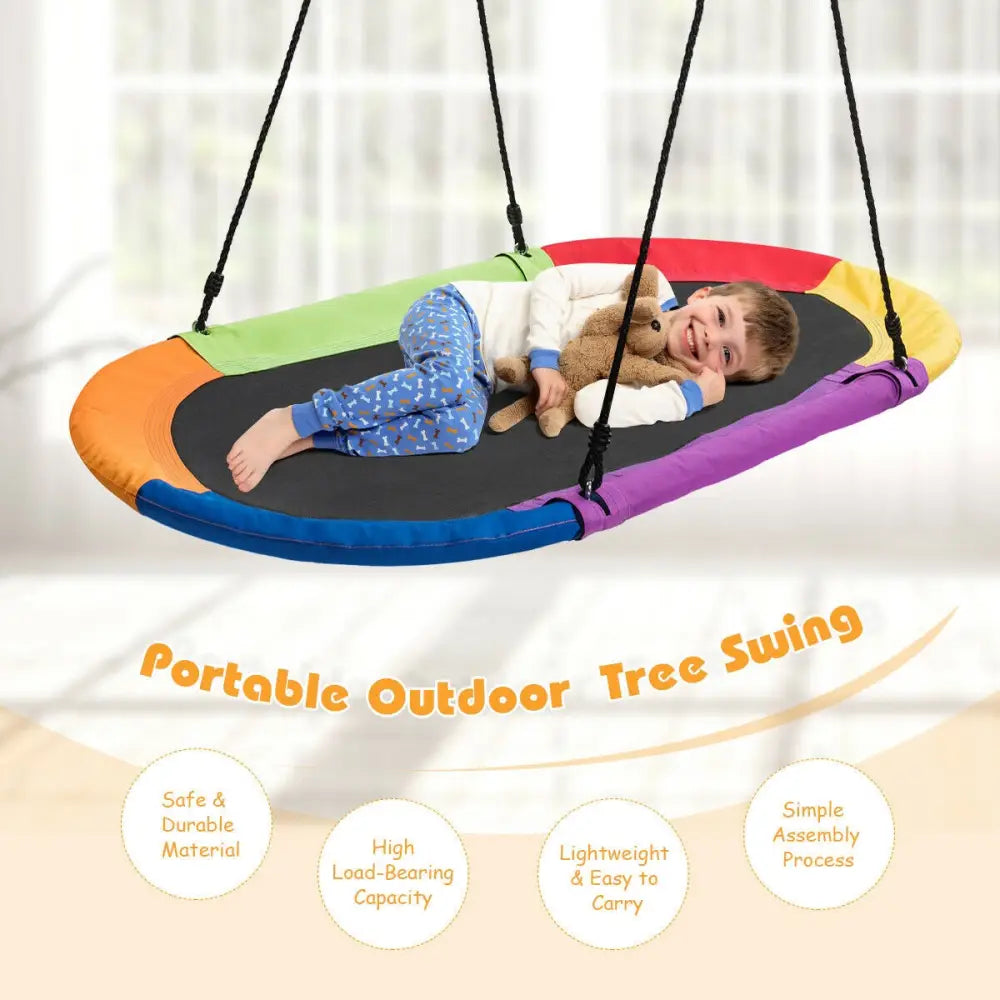 60 Inch Saucer Surf Outdoor Adjustable Swing Set-Multicolor - Multicolor - Swing & Playsets