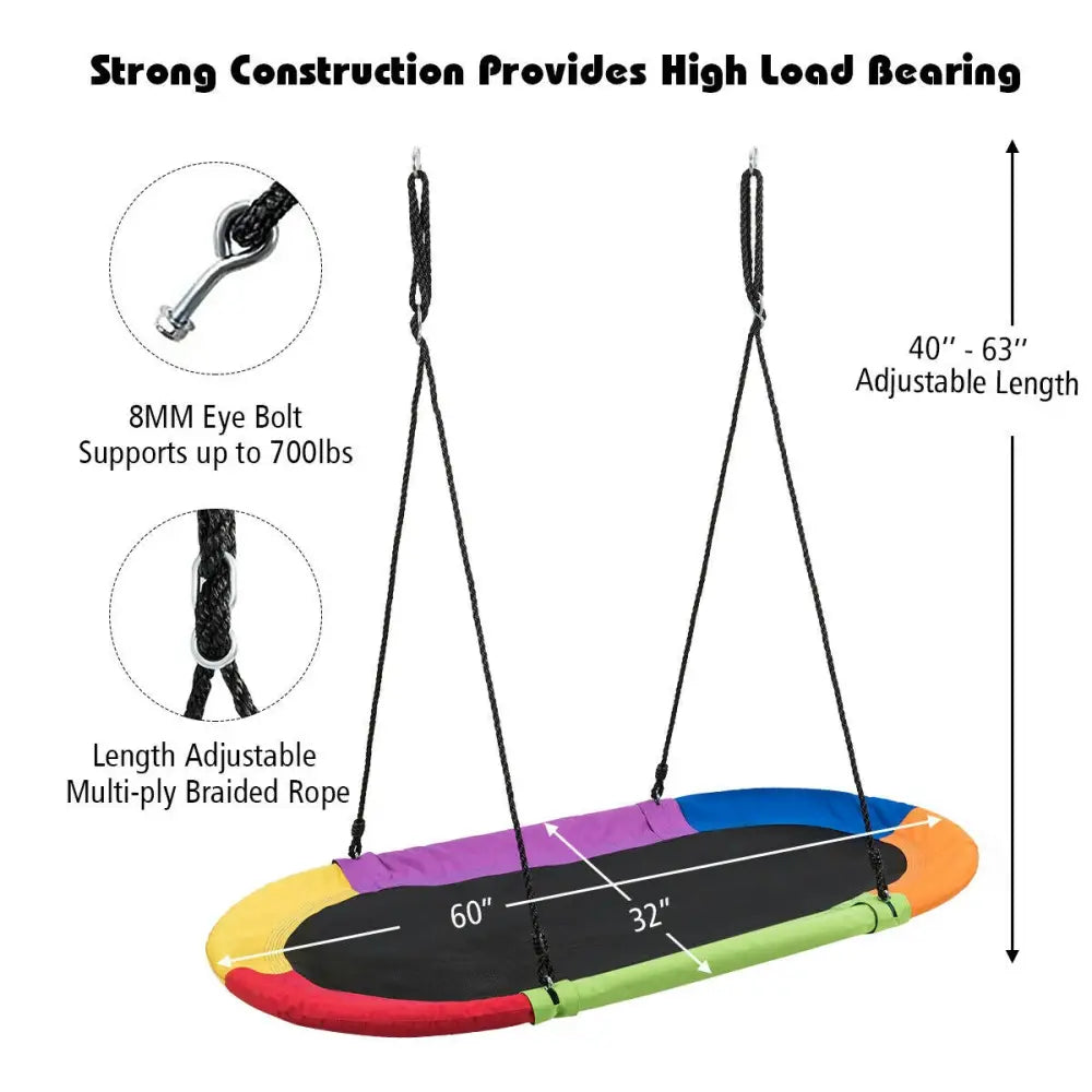 60 Inch Saucer Surf Outdoor Adjustable Swing Set-Multicolor - Multicolor - Swing & Playsets