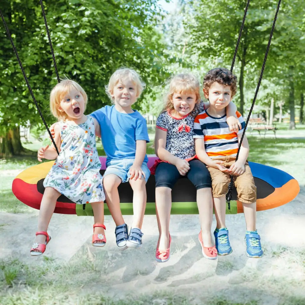 60 Inch Saucer Surf Outdoor Adjustable Swing Set-Multicolor - Multicolor - Swing & Playsets