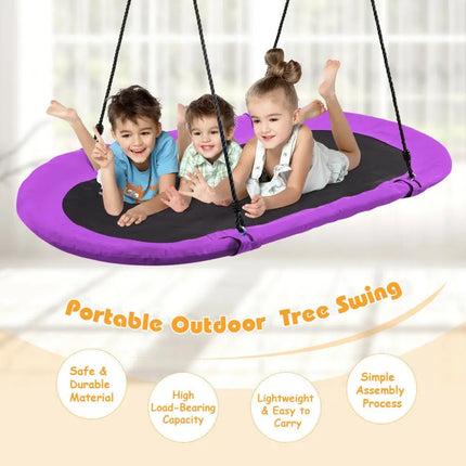 60 Inch Saucer Surf Outdoor Adjustable Swing Set-Purple - Purple - Swing & Playsets