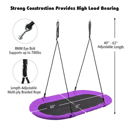 60 Inch Saucer Surf Outdoor Adjustable Swing Set-Purple - Purple - Swing & Playsets