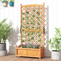 60 Inch Tall Raised Garden Bed with Diamond Lattice Trellis and Drainage Holes-Orange - Orange - Raised Garden Beds