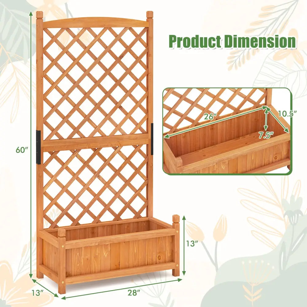 60 Inch Tall Raised Garden Bed with Diamond Lattice Trellis and Drainage Holes-Orange - Orange - Raised Garden Beds