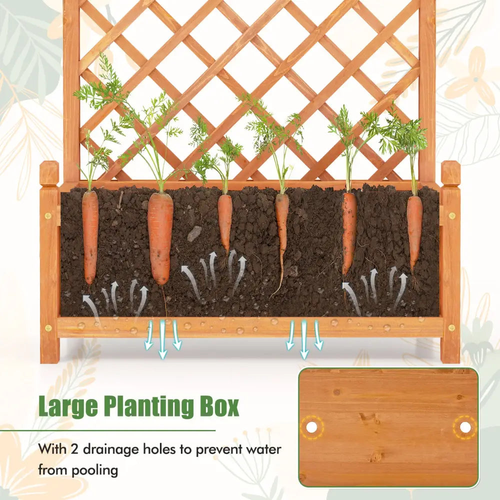 60 Inch Tall Raised Garden Bed with Diamond Lattice Trellis and Drainage Holes-Orange - Orange - Raised Garden Beds