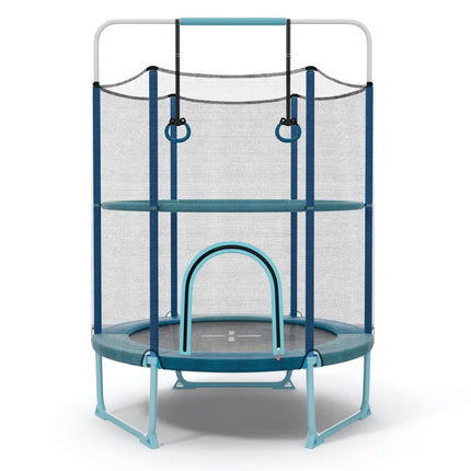 60 Inch Trampoline with Gymnastic Bar and Rings for Kids-Blue - Blue - Trampolines