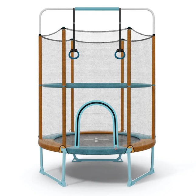 60 Inch Trampoline with Gymnastic Bar and Rings for Kids-Orange - Orange - Trampolines
