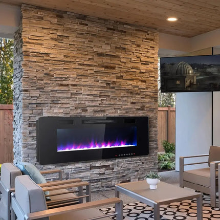 60 Inch Ultra Thin Electric Fireplace with 2 Heat Settings Costway