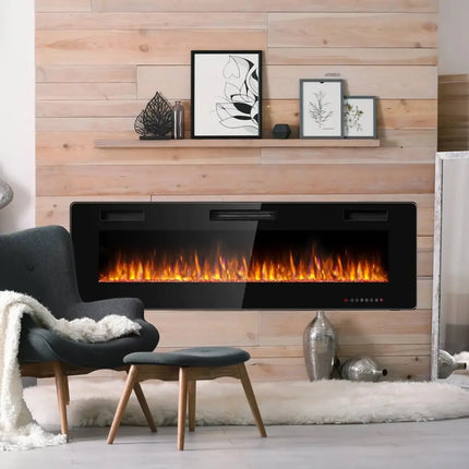 60 Inch Ultra Thin Electric Fireplace with 2 Heat Settings Costway
