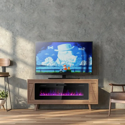 60 Inch Ultra Thin Electric Fireplace with 2 Heat Settings Costway