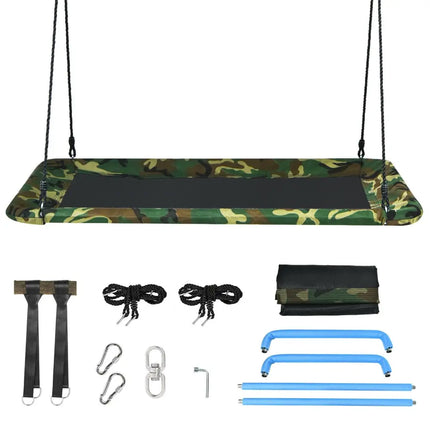 60 Inches Platform Tree Swing Outdoor with 2 Hanging Straps-Camouflage - Camouflage - Swing & Playsets