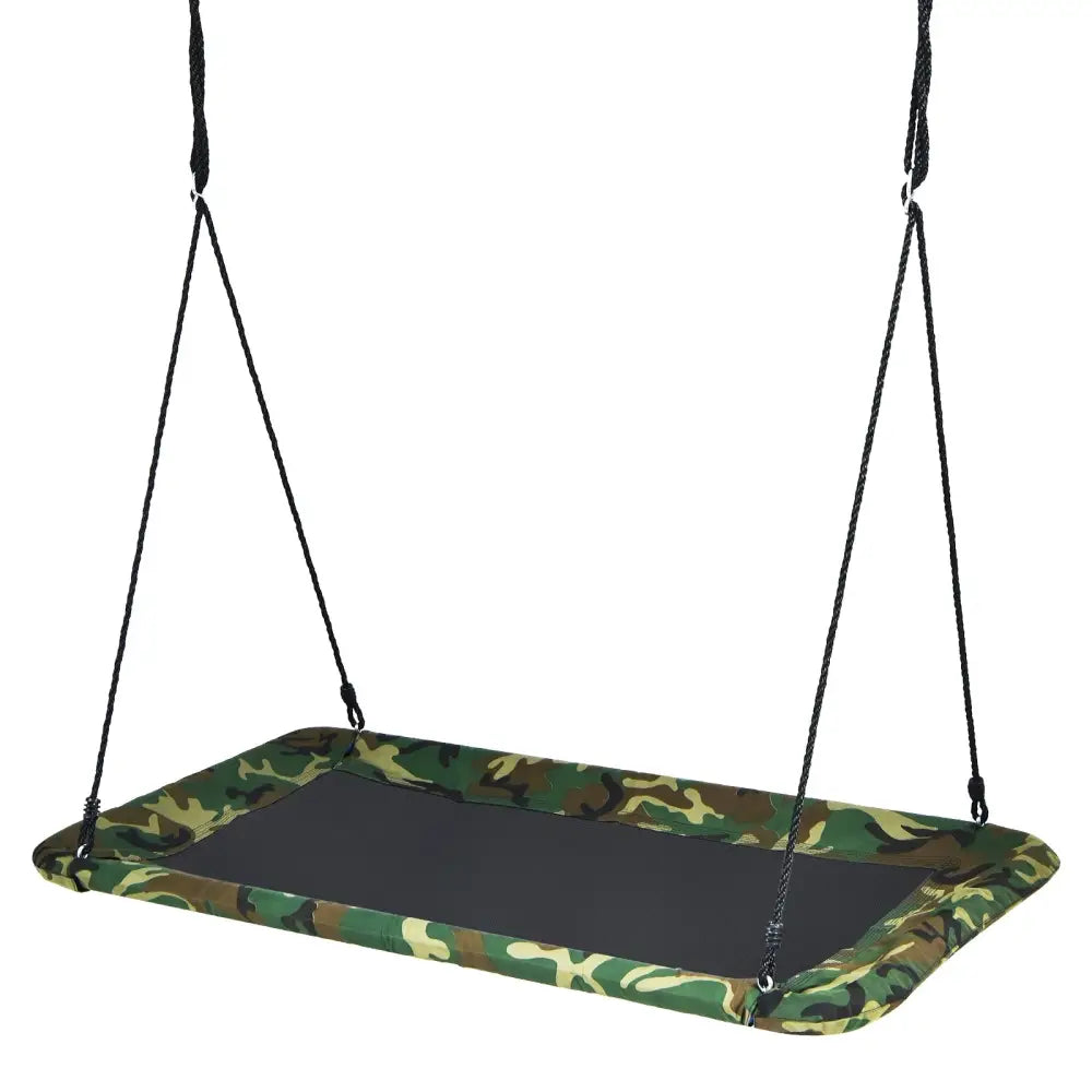 60 Inches Platform Tree Swing Outdoor with 2 Hanging Straps-Camouflage - Camouflage - Swing & Playsets