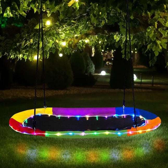 60 Inches Saucer Swing with LED Lights for Kids and Adults-Multicolor - Multicolor - Swing & Playsets
