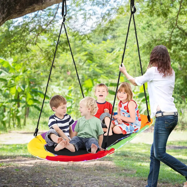 60 Inches Saucer Swing with LED Lights for Kids and Adults-Multicolor - Multicolor - Swing & Playsets