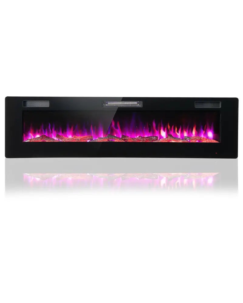 60 Inches Ultra-thin Electric Fireplace with Remote Control and Timer Function - Black - Fireplaces