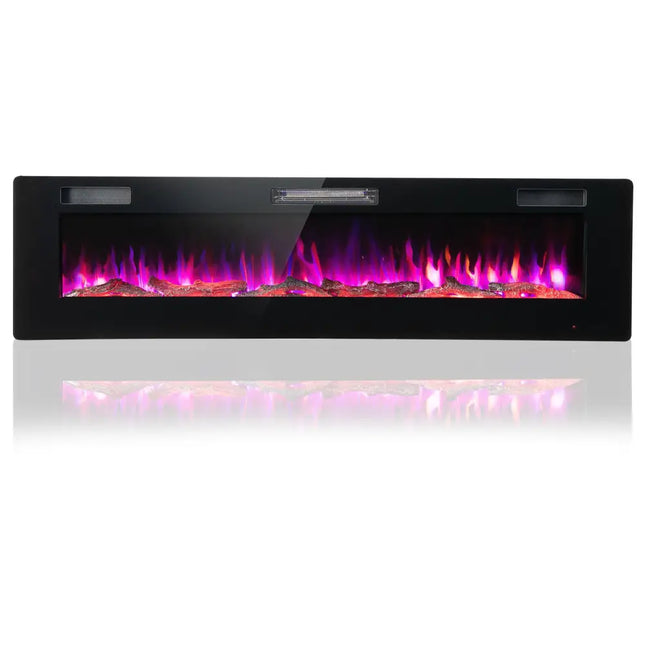 60 Inches Ultra-thin Electric Fireplace with Remote Control and Timer Function - Black - Fireplaces