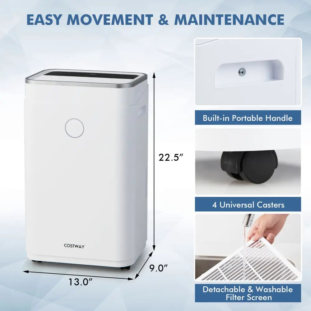 60-Pint Dehumidifier for Home and Basements 4000 Sq. Ft with 3-Color Digital Display-White - White - Dehumidifiers