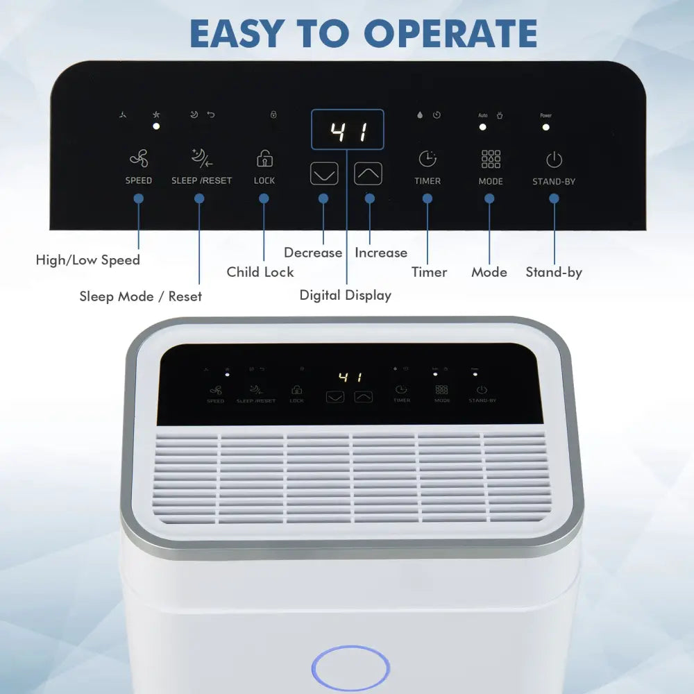 60-Pint Dehumidifier for Home and Basements 4000 Sq. Ft with 3-Color Digital Display-White - White - Dehumidifiers