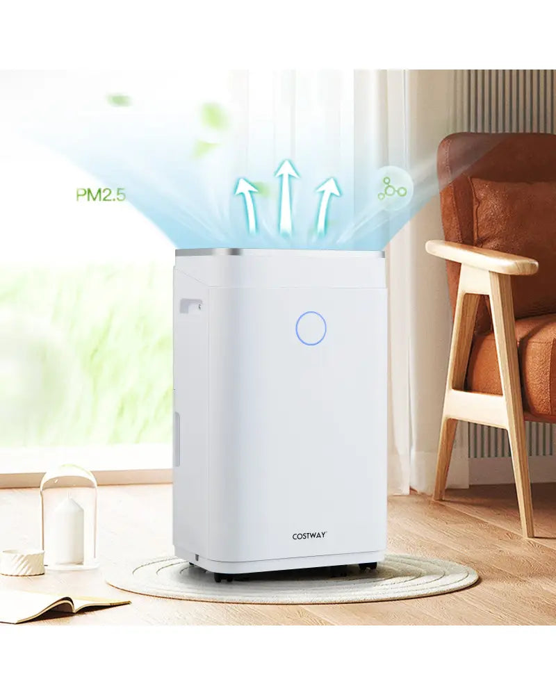60-Pint Dehumidifier for Home and Basements 4000 Sq. Ft with 3-Color Digital Display-White - White - Dehumidifiers