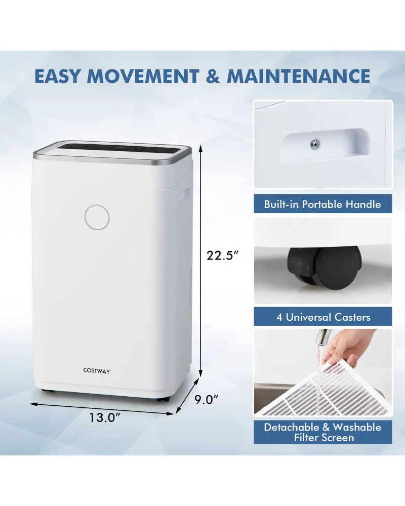 60-Pint Dehumidifier for Home and Basements 4000 Sq. Ft with 3-Color Digital Display-White - White - Dehumidifiers