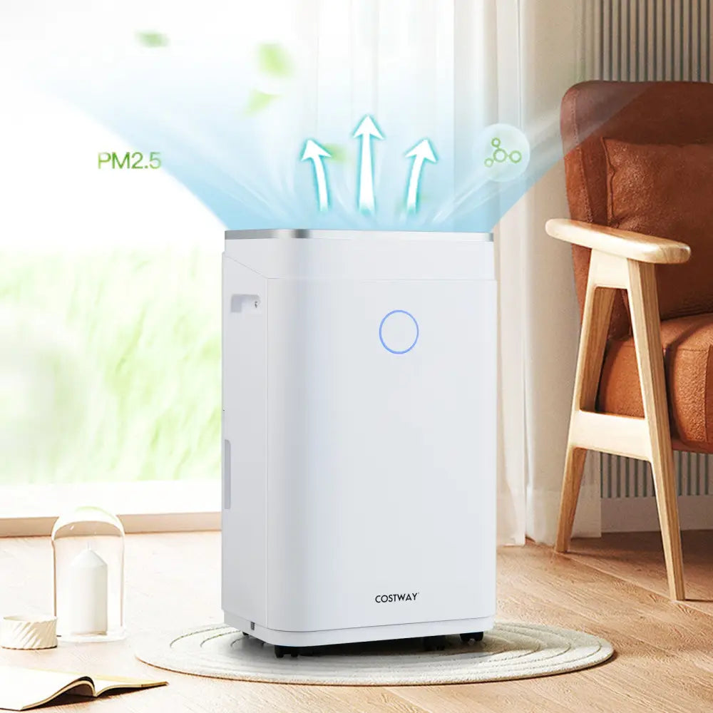 60-Pint Dehumidifier for Home and Basements 4000 Sq. Ft with 3-Color Digital Display-White - White - Dehumidifiers