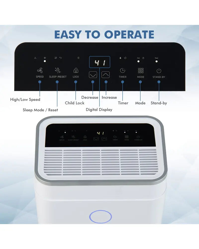 60-Pint Dehumidifier for Home and Basements 4000 Sq. Ft with 3-Color Digital Display-White - White - Dehumidifiers