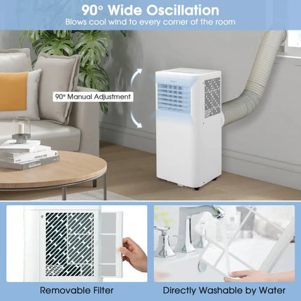 6000 BTU(SACC) Portable Air Conditioner Cools 250 Sq.Ft Costway