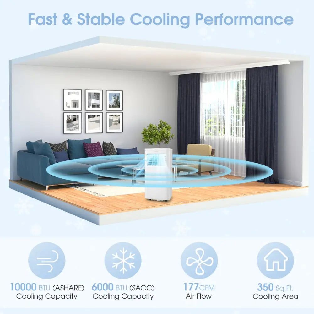 6000 BTU(SACC) Portable Air Conditioner Cools 250 Sq.Ft - White - Portable Air Conditioners