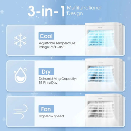 6000 BTU(SACC) Portable Air Conditioner Cools 250 Sq.Ft Costway