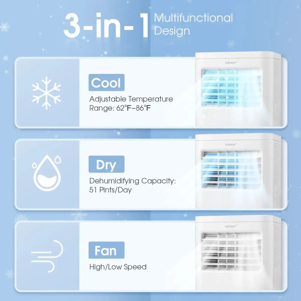 6000 BTU(SACC) Portable Air Conditioner Cools 250 Sq.Ft Costway