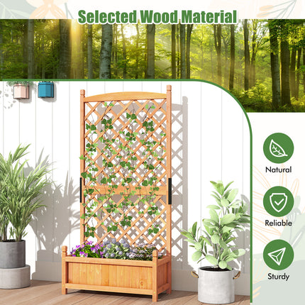 60 Inch Tall Raised Garden Bed with Diamond Lattice Trellis and Drainage Holes-Orange