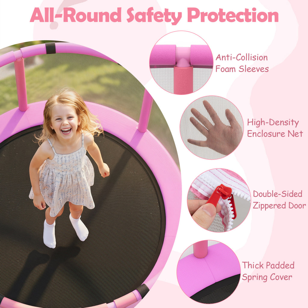 60 inch 6-in-1 Kids Toddler Trampoline with Gymnastics Bar-Purple
