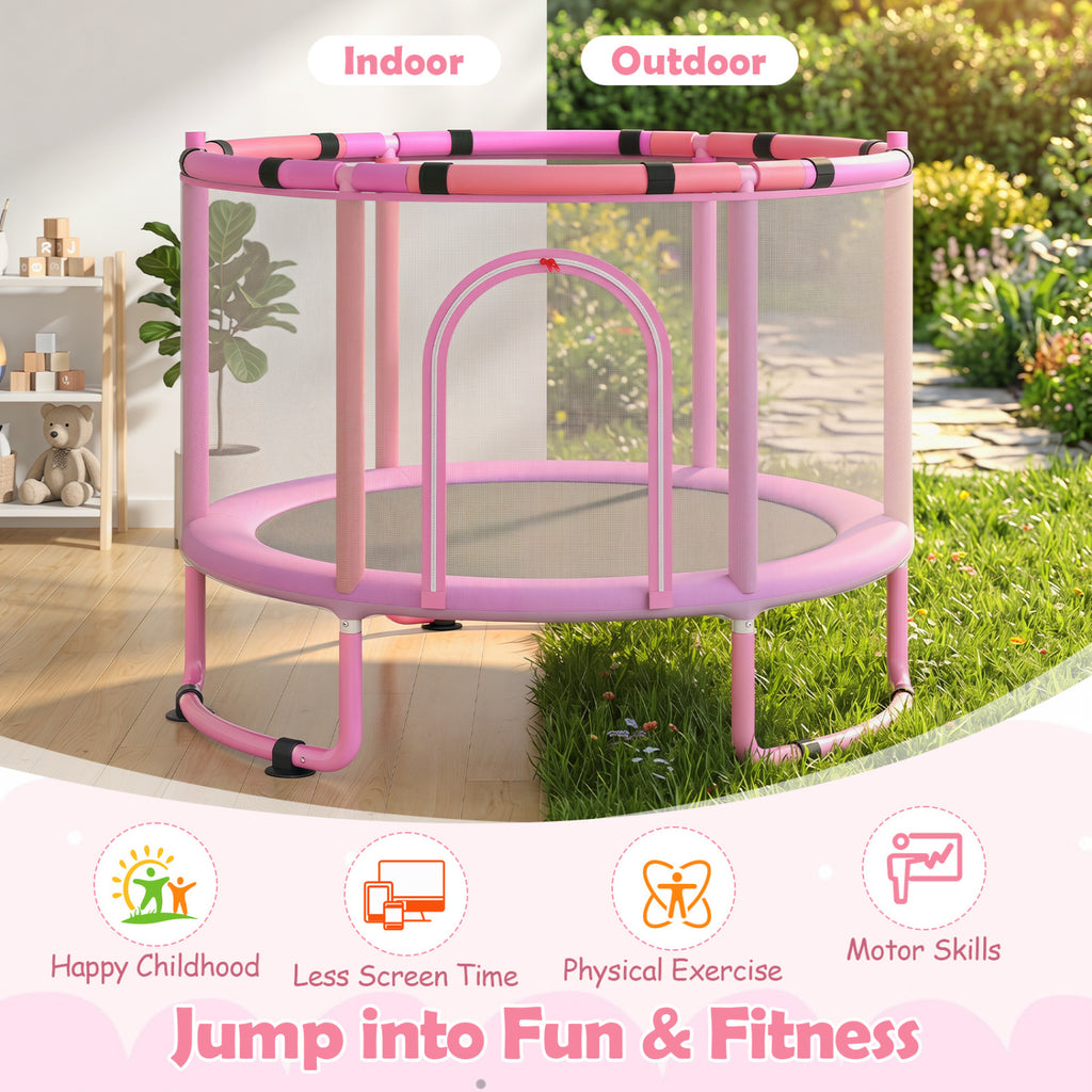 60 inch 6-in-1 Kids Toddler Trampoline with Gymnastics Bar-Purple