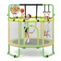60 inch 6-in-1 Kids Toddler Trampoline with Gymnastics Bar-Green