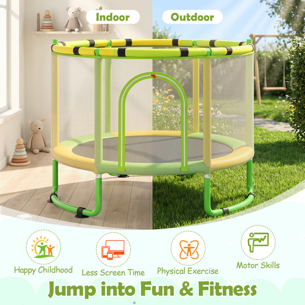 60 inch 6-in-1 Kids Toddler Trampoline with Gymnastics Bar-Green