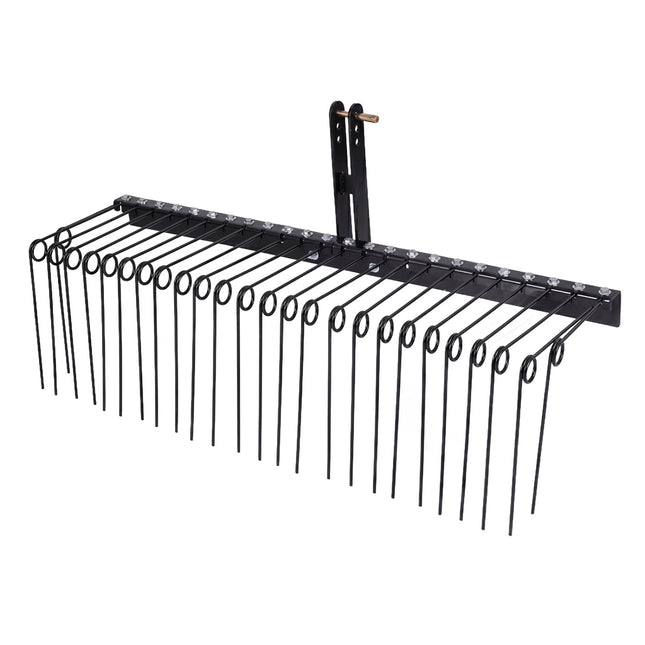 60 inch Pine Straw Rake Tow Behind Landscape Rake with 26 Metal Coil Tines-Black