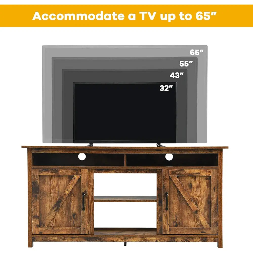 60â€Industrial TV Stand Entertainment Center with Shelve and Cabinet-Brown - Brown - Entertainment Centers & TV Stands