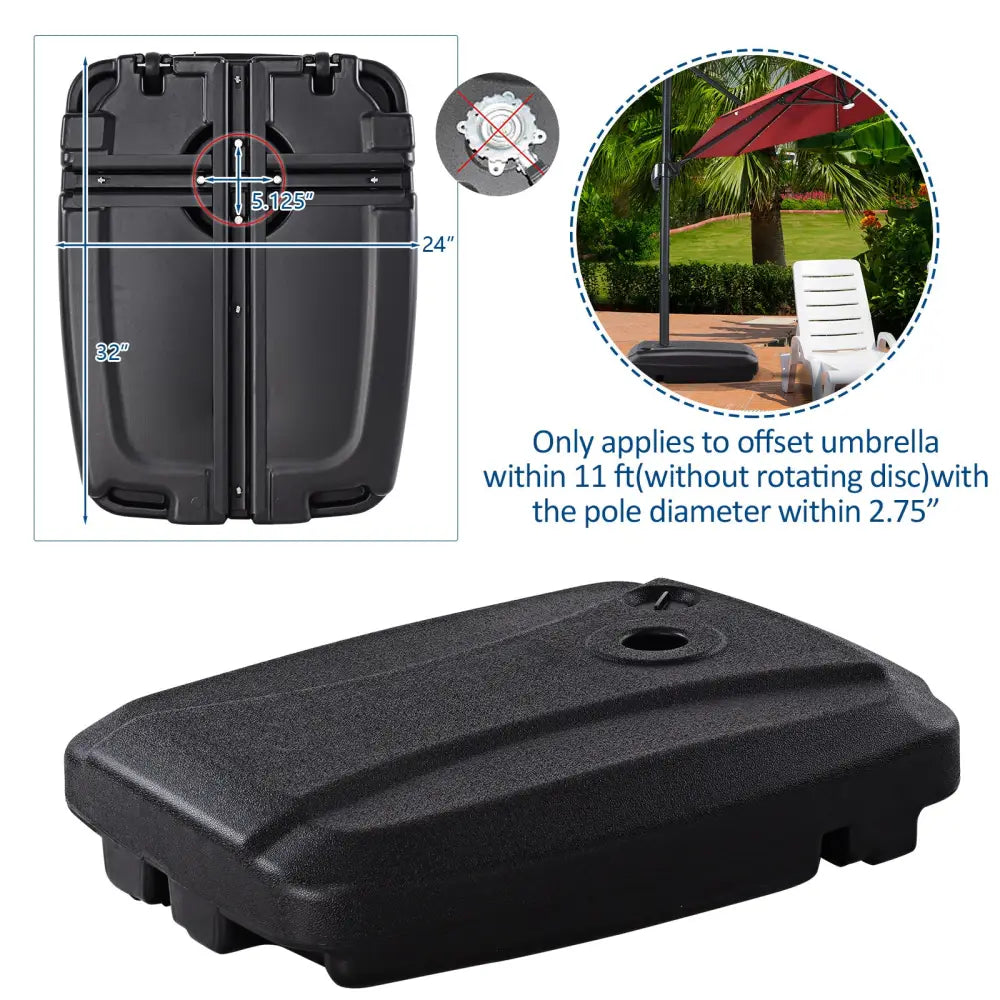 60L Plastic Weighted Fill Water Sand Wheel Patio Umbrella Base - Black - Outdoor Umbrella Bases