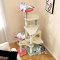 61 Inch Multi-Level Aesthetic Floral Kitten Tower with Flower-Shaped Padded Perch-Multicolor - Multicolor - Cat Trees