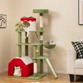 61 Inches Cute Christmas Cat Tree with Sisal Scratching Posts and 2 Condos-Green - Green - Cat Trees Condos & Scratchers