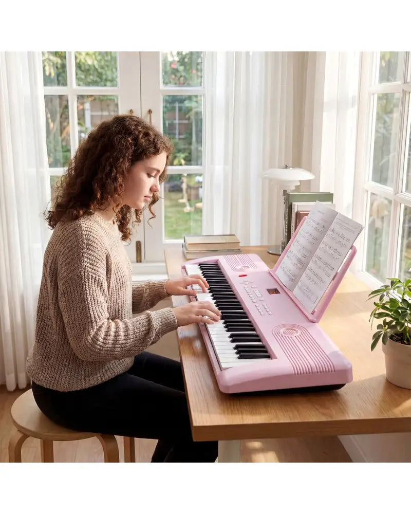 61 Key Electric Portable Digital Keyboard Piano for Beginner-Pink - Pink - Pianos & Keyboards