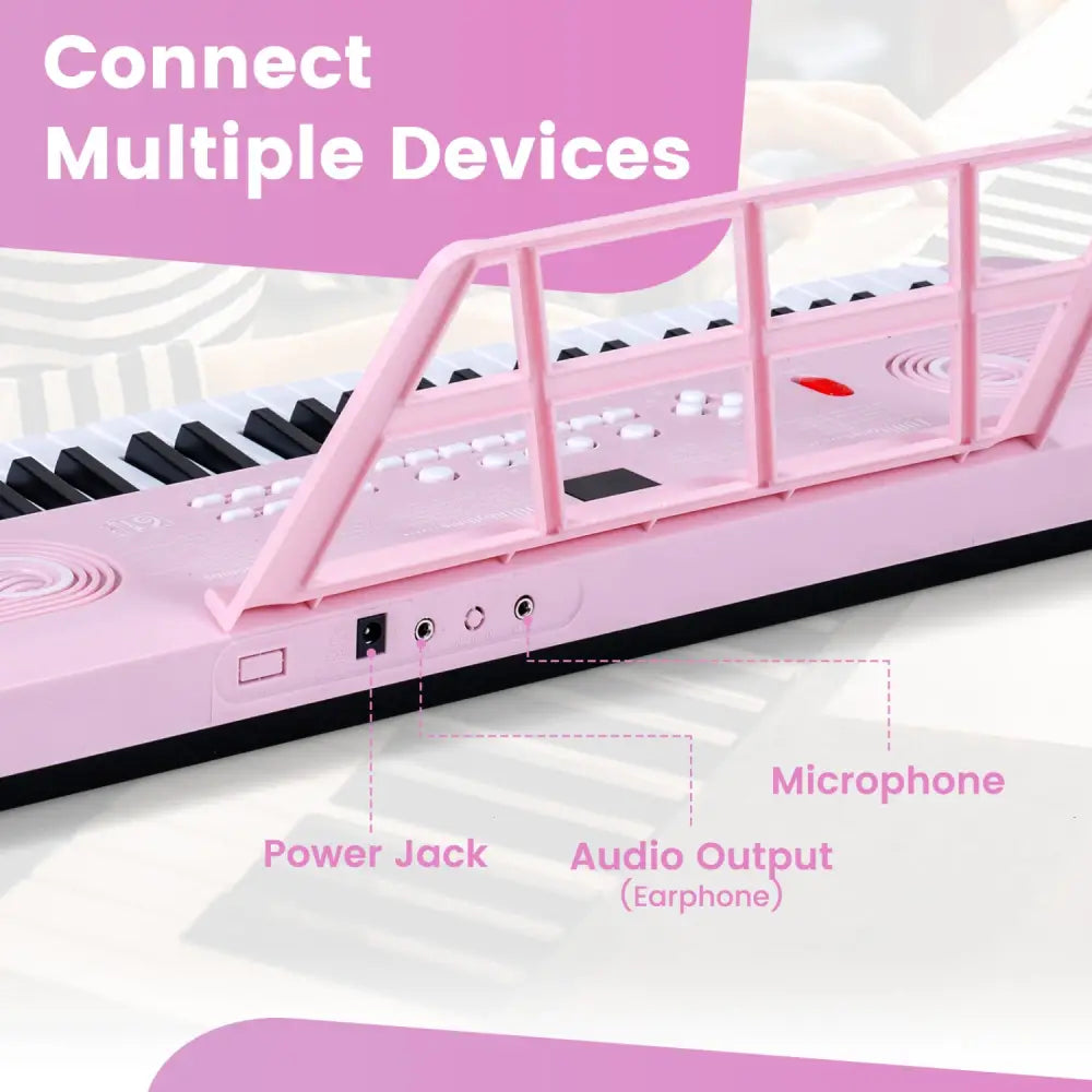 61 Key Electric Portable Digital Keyboard Piano for Beginner-Pink - Pink - Pianos & Keyboards